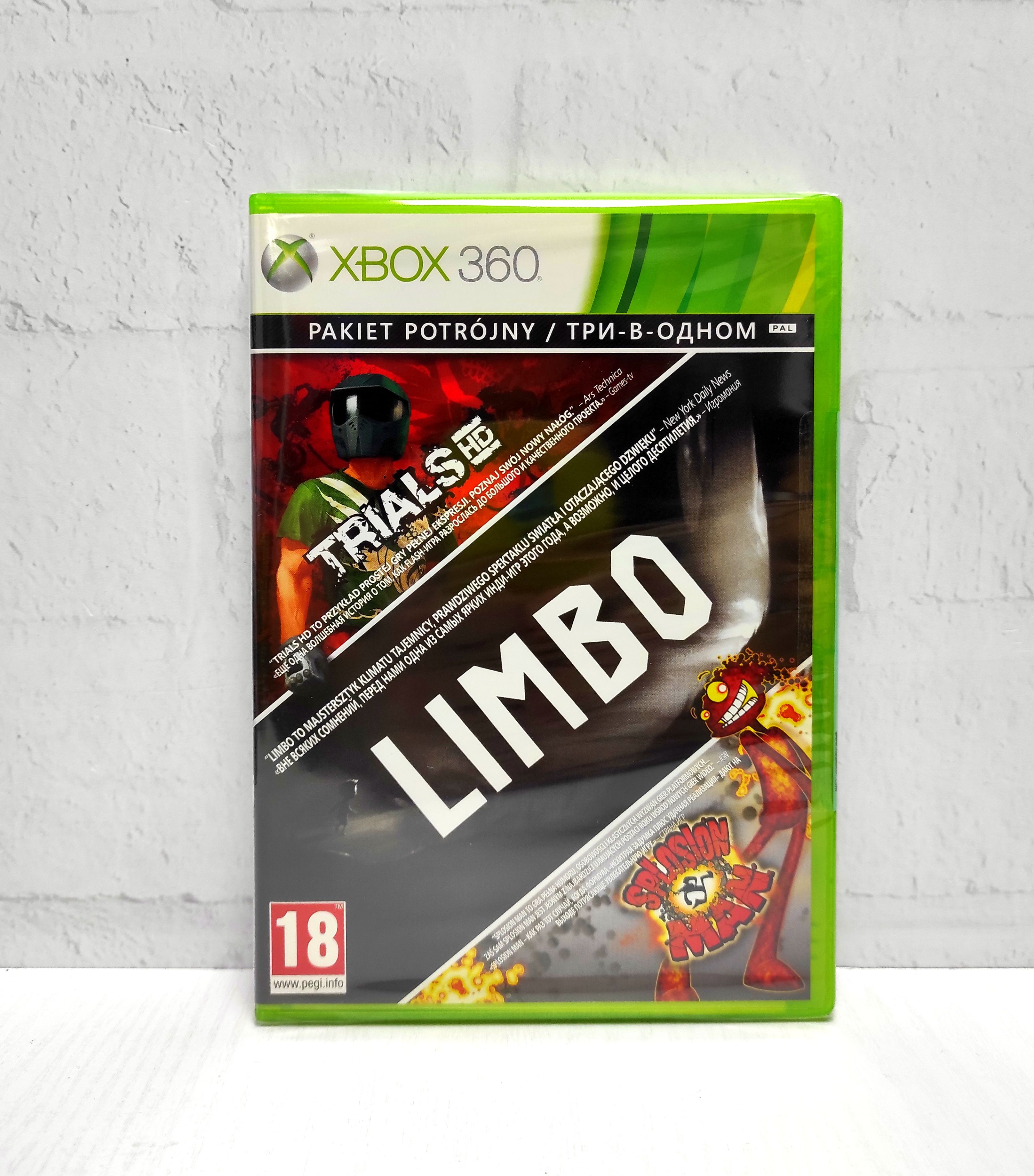 Limbo & Trials HD & Splosion Man 3 in 1 Английский язык Видеоигры на диске Xbox 360